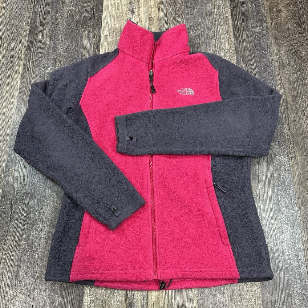 The North Face Jacket Womens Medium Pink Gray Fleece Full Zip Hiking Flash Dry‎